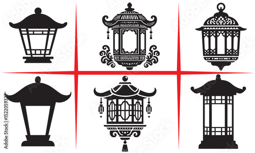 Peaceful Lantern Silhouette vector design,