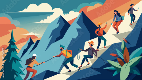 Mountain Climbing Adventure – Vector Illustration

