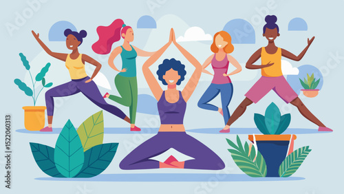 Yoga Poses for Women – Vector Illustration Set

