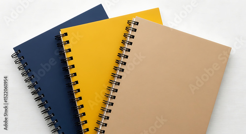 Stylish Spiral Notebooks Navy, Mustard Yellow, and Beige