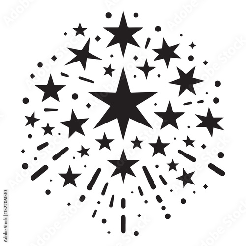 Shimmering Star Cluster Silhouette,Sparkles icon. Geometrick shapes. Sparkle shape icon.