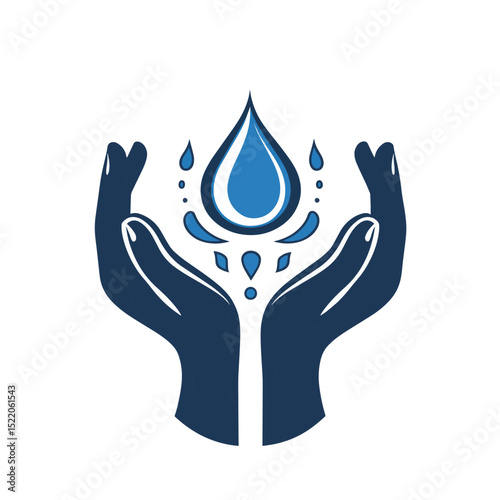 global hands water drop logo symbol icon , vector style simple color