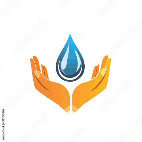 global hands water drop logo symbol icon , vector style simple color