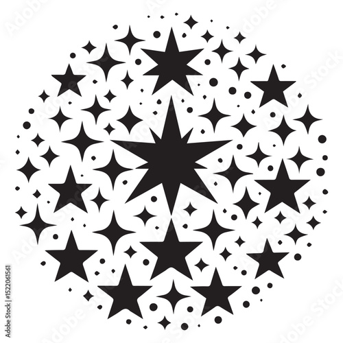 Shimmering Star Cluster Silhouette,Sparkles icon. Geometrick shapes. Sparkle shape icon.