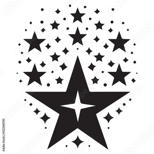 Shimmering Star Cluster Silhouette,Sparkles icon. Geometrick shapes. Sparkle shape icon.
