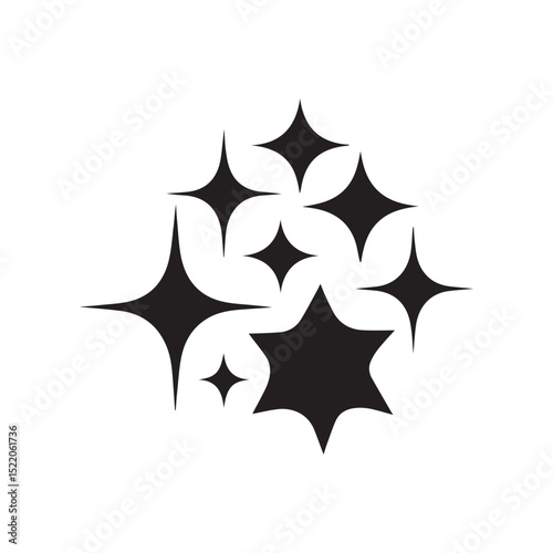 Shimmering Star Cluster Silhouette,Sparkles icon. Geometrick shapes. Sparkle shape icon.