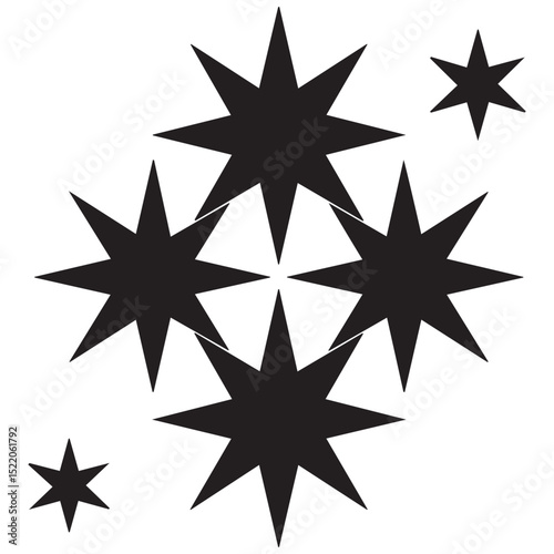 Shimmering Star Cluster Silhouette,Sparkles icon. Geometrick shapes. Sparkle shape icon.