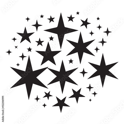 Shimmering Star Cluster Silhouette,Sparkles icon. Geometrick shapes. Sparkle shape icon.