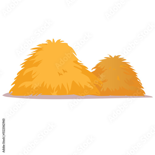 Vector illustration of an orange and yellow grass.  Dried hay.  Haystack.