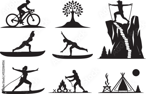 Yoga & Outdoor Adventure Silhouette Vector Collection

