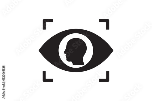 AI Eye Vision icon silhouette vector with white background