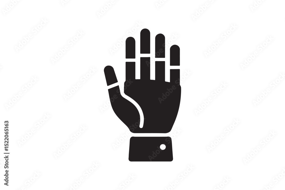 Bionic Hand Icon icon silhouette vector with white background Bionic Hand Icon icon silhouette vector with white background