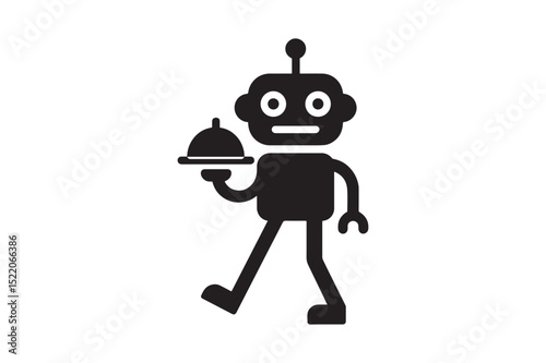 Digital Servant Bot icon silhouette vector with white background