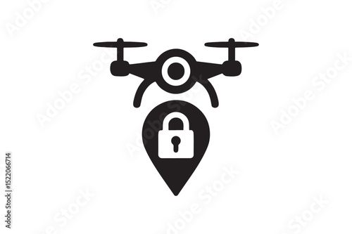 Drone Location Lock icon silhouette vector with white background