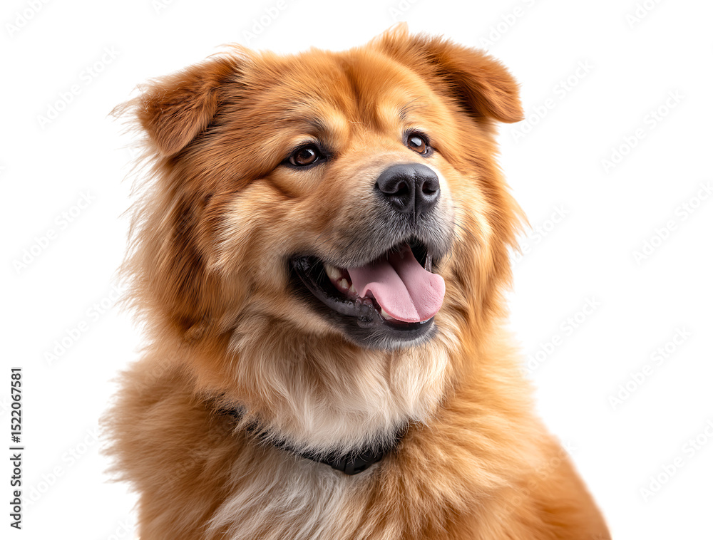 Fototapeta premium happy and smiling red chow-chow dog looking at the camera, against a transparent background
