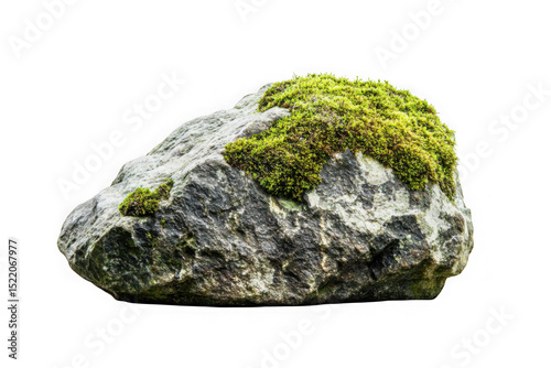 Mossy boulder rock stone nature outdoor geology terrain mountain element isolated object png image stock photography isolated on transparent background