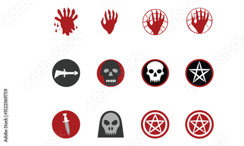 Halloween line icon set. Group of object. Ghost, horror, celebration, moon, witch, pumpkin.