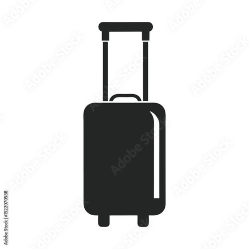 Black travel suitcase with red handle, an isolated object perfect for your next business trip or vacation journey silhouette vector icon on white background
