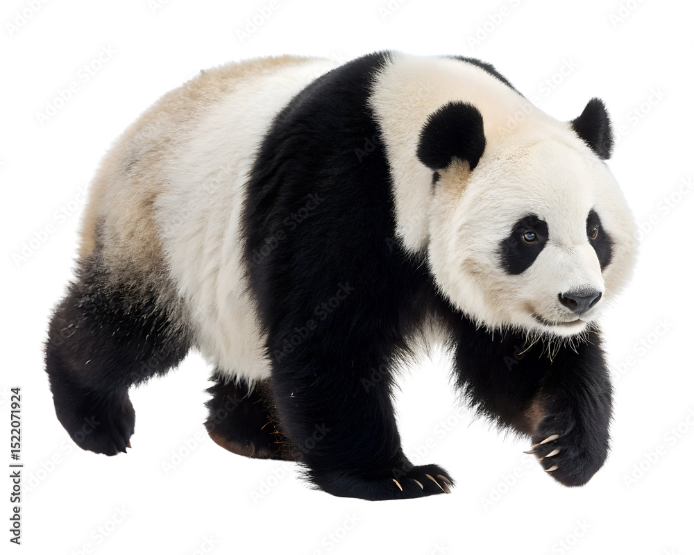 Obraz premium giant panda walking forward white background