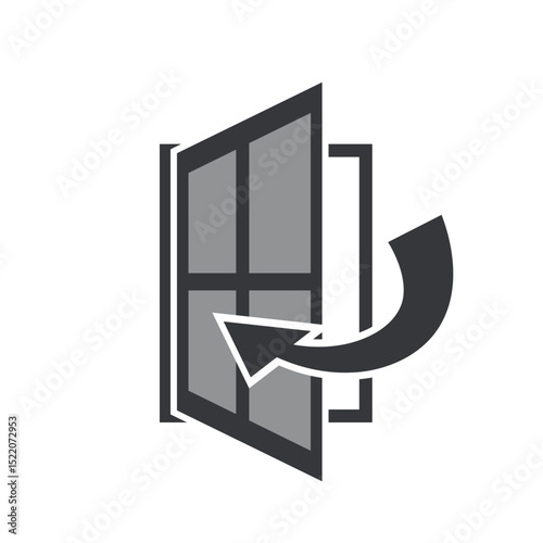 Isolated pictogram icon showing open and closed window, "do not open or close the window" sign usage