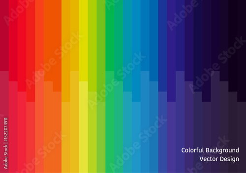 Vector background illustration, theme of overlapping long narrow rectangular bar in many colors, spectrum style