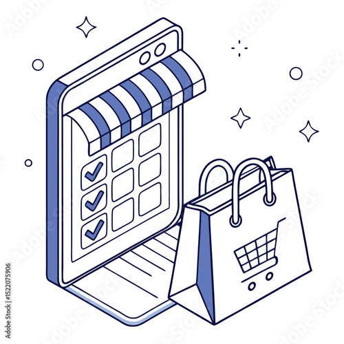 Online shopping mobile illustration