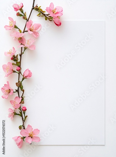 Fresh Spring Blossom Vertical Border. Gentle Floral Design for Greeting Cards, Announcements, and Nature-Inspired Promotions.