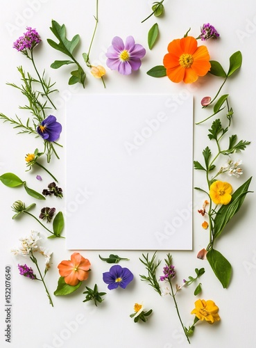 Cheerful Floral Frame with Copy Space. Bright Blossom Arrangement for Greeting Cards, Announcements, and Seasonal Promotions.