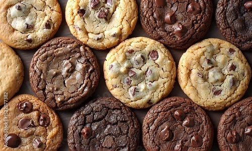 A Close-Up of Assorted Chocolate Chip Cookies, Half Butterscotch, Half Double Chocolate