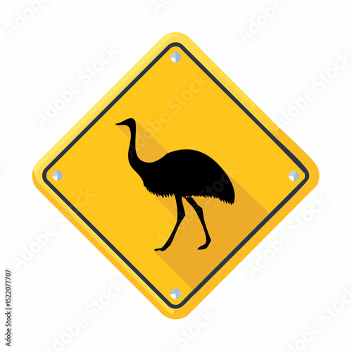 Clean vector of an emu crossing sign for rural or desert areas