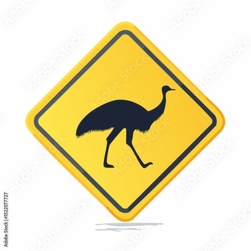 Clean vector of an emu crossing sign for rural or desert areas