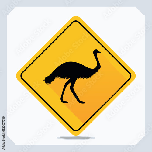 Clean vector of an emu crossing sign for rural or desert areas