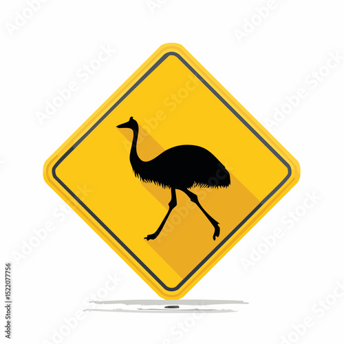 Clean vector of an emu crossing sign for rural or desert areas