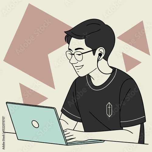 Young person using laptop