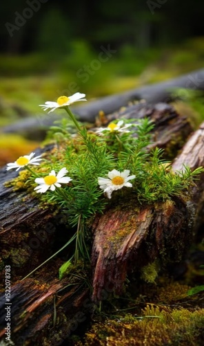 Wild Daisies in Meadow.Description**: Natural daisies blooming in the wild, conveying simplicity, peace, and untouched beauty. Great for eco-friendly themes, minimal design, or natural wellness brandi