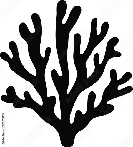 Coral silhouette, coral reef silhouette vector