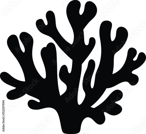 Coral silhouette, coral reef silhouette vector