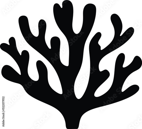 Coral silhouette, coral reef silhouette vector