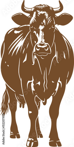 A brown silhouette of a cow. 