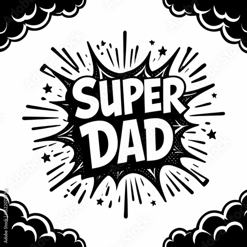 Super dad comic book style isolated on white background