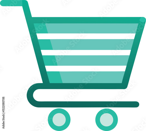 shopping cart icon teal and white flat design eps