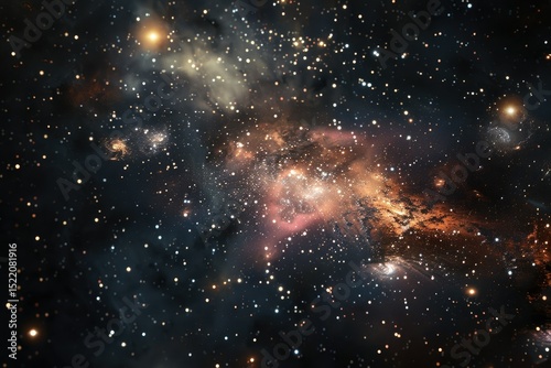 Detailed Image of Starry Sky with Galaxies and Nebulas Representing Cosmic Beauty