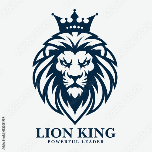 Foto Majestic Lion Head with Crown – Vector Emblem Design