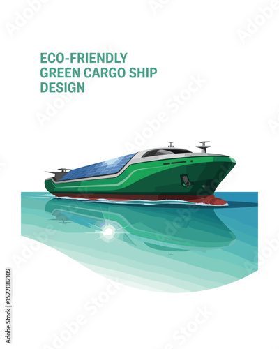 Eco friendly green cargo ship with solar panels design