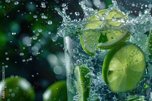 ultra HD visual of Refreshing Lime Drink with Splash