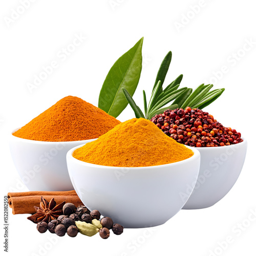 spices in a white bowl on white background