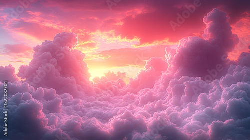 Stunning pastel cloudscape with soft violet and pink formations under warm golden sunset light.
