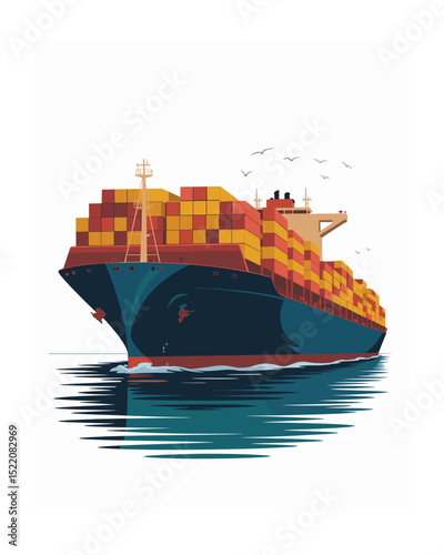 Large container ship cargo vessel ocean freight transportation