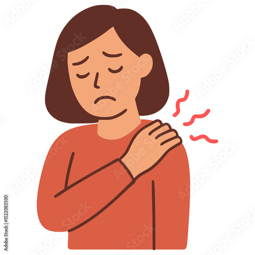woman discomfort pain ache flat color vector illustration template design