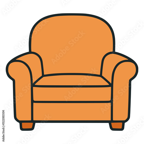 orange armchair couch interior flat color vector illustration template design